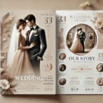 Magazine invitation wedding design featuring elegant layouts and personalized details.