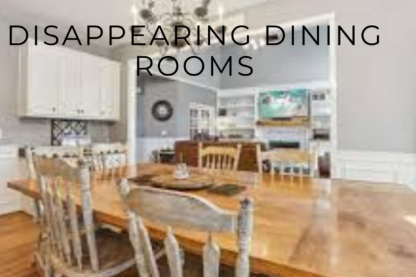 A modern living space illustrating the concept of disappearing dining rooms with an open layout.