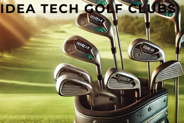 A set of premium Idea Tech Golf Clubs on a lush green golf course.