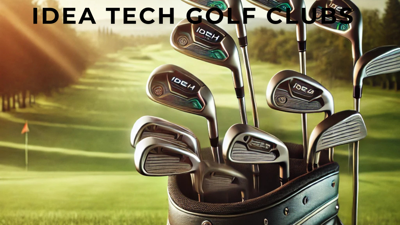 A set of premium Idea Tech Golf Clubs on a lush green golf course.