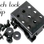 A close-up of a tech lock clip showcasing its durable and secure locking mechanism.