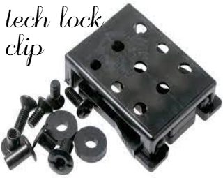 A close-up of a tech lock clip showcasing its durable and secure locking mechanism.