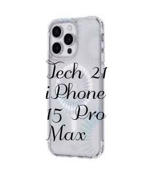 Tech 21 iPhone 15 Pro Max protective case showcasing sleek design and durability.