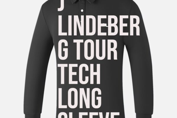 J Lindeberg Tour Tech Long Sleeve golf shirt displayed in a premium outdoor setting