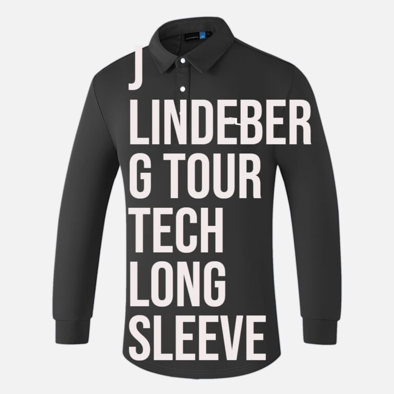 J Lindeberg Tour Tech Long Sleeve golf shirt displayed in a premium outdoor setting